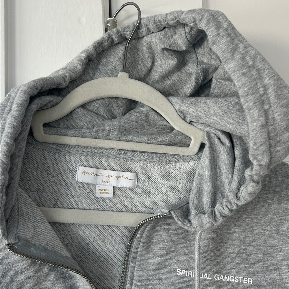 Spiritual Gangster Light Gray Heather Women's Zip-Up Hoodie Size Small - Picture 4 of 8